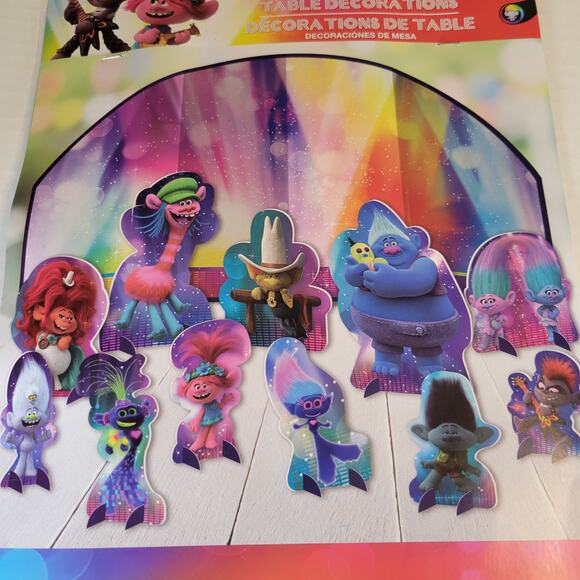 Trolls World Tour Party Decor Set Backdrop, Table Centerpieces, Favor Boxes Lot - Picture 4 of 16
